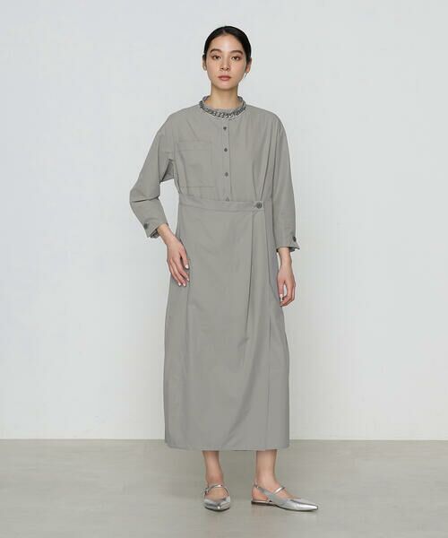 COMME CA PLATINUM / コムサ・プラチナ ロング・マキシ丈ワンピース | ストレッチタフタ シャツドレス | 詳細3