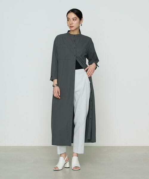 COMME CA PLATINUM / コムサ・プラチナ ロング・マキシ丈ワンピース | ストレッチタフタ シャツドレス | 詳細6