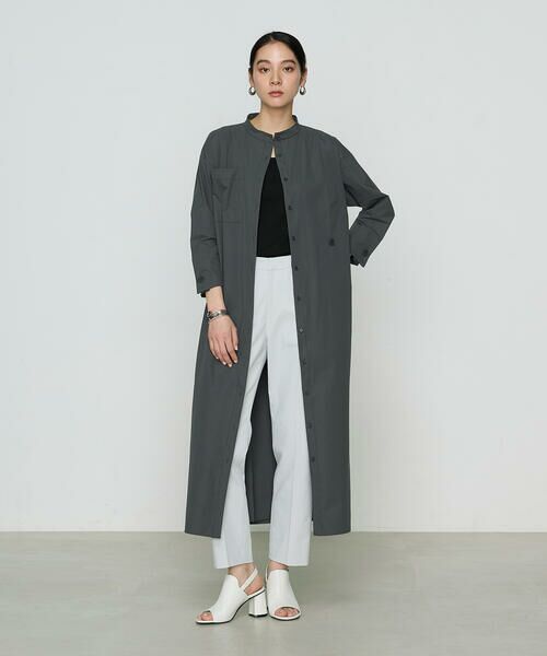 COMME CA PLATINUM / コムサ・プラチナ ロング・マキシ丈ワンピース | ストレッチタフタ シャツドレス | 詳細8