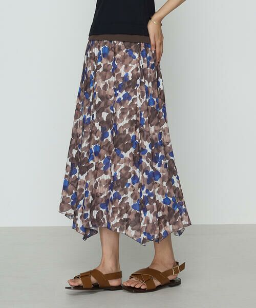 COMME CA PLATINUM / コムサ・プラチナ ロング・マキシ丈スカート | 強撚カッセンアートプリント ハンカチーフヘムスカート | 詳細3