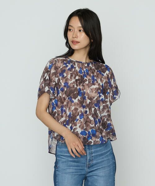 COMME CA PLATINUM / コムサ・プラチナ シャツ・ブラウス | 強撚カッセンアートプリント フロントタックブラウス | 詳細2