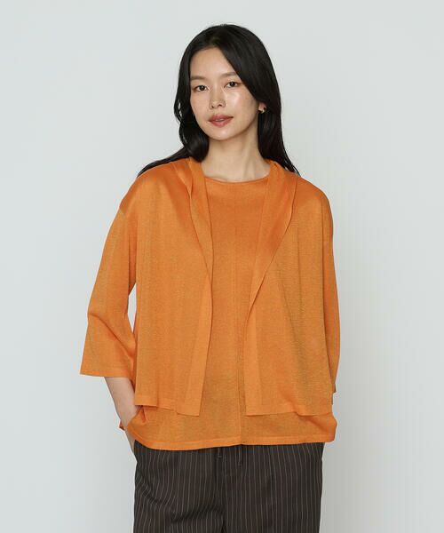 COMME CA PLATINUM / コムサ・プラチナ カーディガン・ボレロ | レーヨンイタリア糸 カーディガン(13:オレンジ)