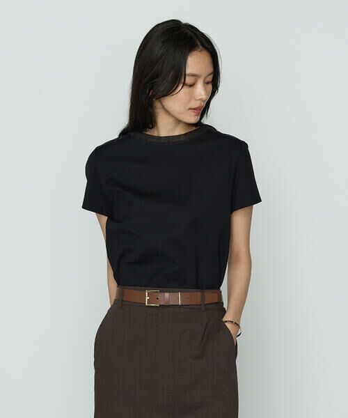 COMME CA PLATINUM / コムサ・プラチナ Tシャツ | コヒノールスムース ニット付きTシャツ(05:クロ)