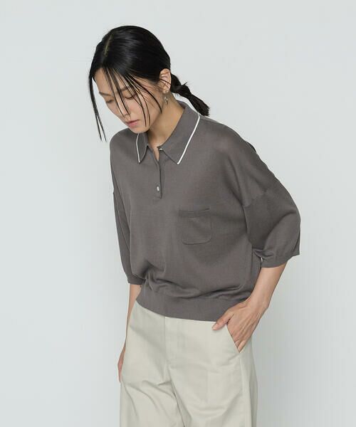 COMME CA PLATINUM / コムサ・プラチナ ニット・セーター | 14G天竺編 ポロニットプルオーバー | 詳細5