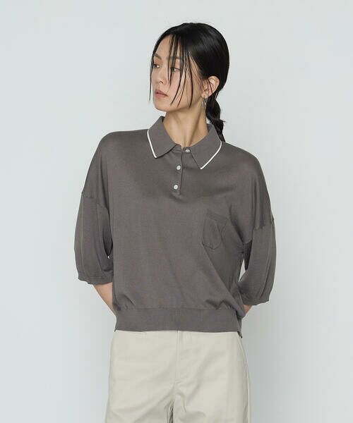 COMME CA PLATINUM / コムサ・プラチナ ニット・セーター | 14G天竺編 ポロニットプルオーバー(04:グレー)