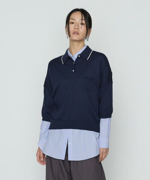 COMME CA PLATINUM / コムサ・プラチナ ニット・セーター | 14G天竺編 ポロニットプルオーバー | 詳細11