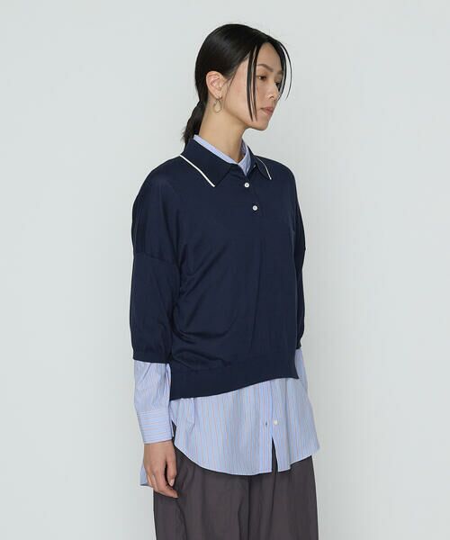 COMME CA PLATINUM / コムサ・プラチナ ニット・セーター | 14G天竺編 ポロニットプルオーバー | 詳細12