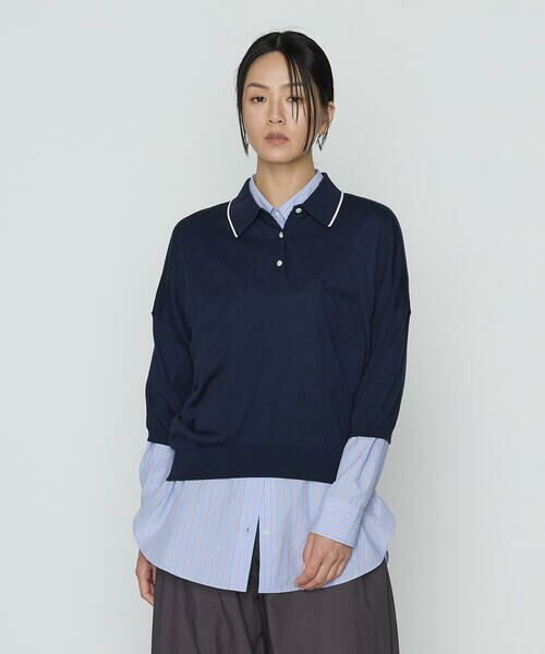 COMME CA PLATINUM / コムサ・プラチナ ニット・セーター | 14G天竺編 ポロニットプルオーバー | 詳細13