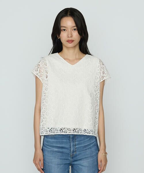 COMME CA PLATINUM / コムサ・プラチナ シャツ・ブラウス | リーフ柄ラッセルレース ブラウス | 詳細5