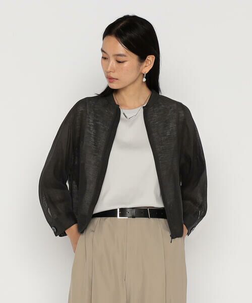 COMME CA PLATINUM / コムサ・プラチナ ブルゾン | 綿麻からみ 麻メッシュブルゾン | 詳細8