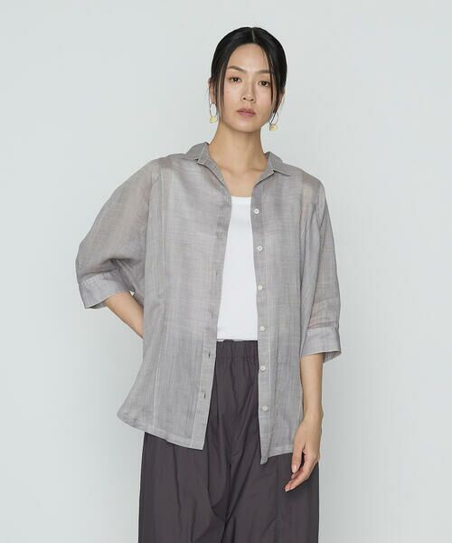 COMME CA PLATINUM / コムサ・プラチナ シャツ・ブラウス | ラミーシャンブレー シアーシャツ | 詳細2