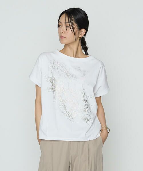 美品✨トーガプルラ フリンジTシャツ コットン トップス ホワイト 美品✨トーガプルラ フリンジTシャツ コットン トップス