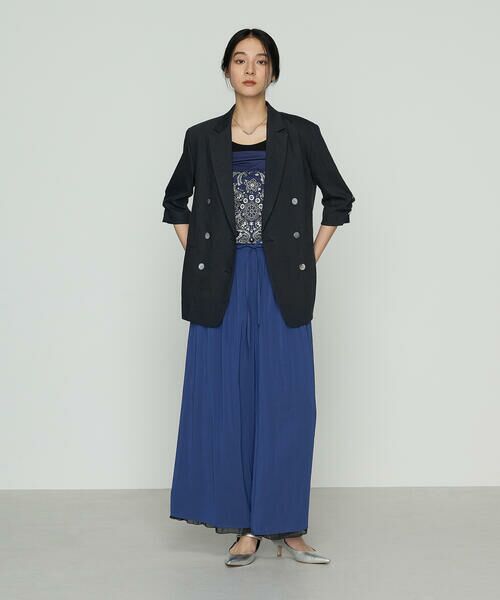 美品 タリアトーレ リネン ストレッチ ダブルブレスト