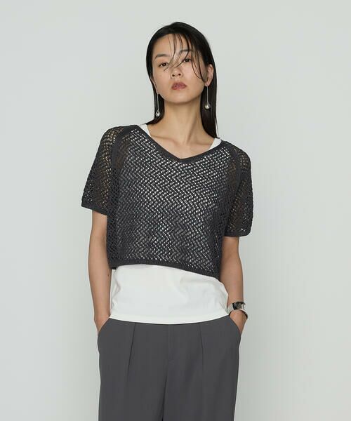 COMME CA PLATINUM / コムサ・プラチナ その他トップス | 【セットアイテム】擬麻コットン ニット&カットソー(08:チャコール)