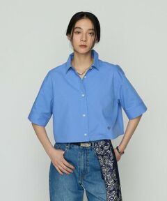 COMME CA PLATINUM / コムサ・プラチナ シャツ・ブラウス | コットンキュプラストライプ／バルキーオックスフォード 半袖クロップドシャツ