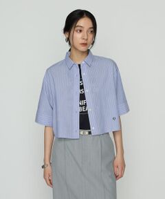 COMME CA PLATINUM / コムサ・プラチナ シャツ・ブラウス | コットンキュプラストライプ／バルキーオックスフォード 半袖クロップドシャツ