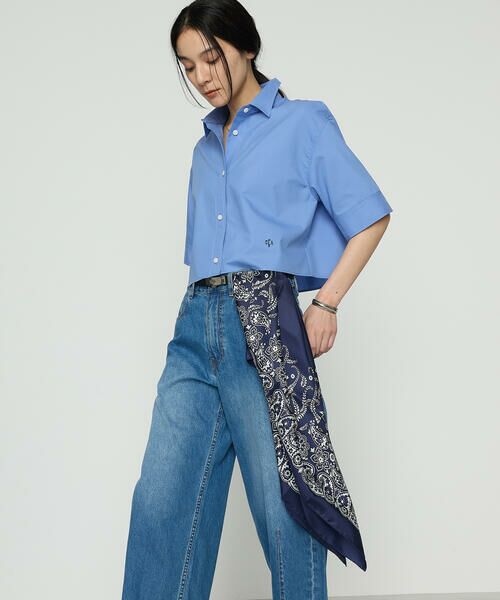 COMME CA PLATINUM / コムサ・プラチナ シャツ・ブラウス | コットンキュプラストライプ／バルキーオックスフォード 半袖クロップドシャツ | 詳細12