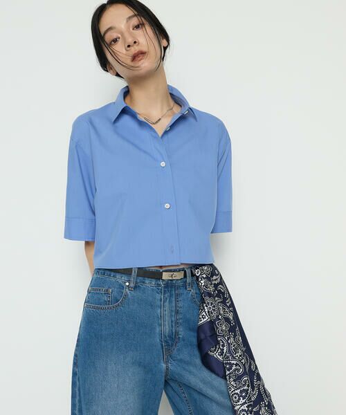 COMME CA PLATINUM / コムサ・プラチナ シャツ・ブラウス | コットンキュプラストライプ／バルキーオックスフォード 半袖クロップドシャツ | 詳細13