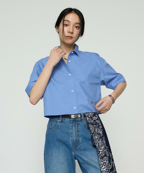 COMME CA PLATINUM / コムサ・プラチナ シャツ・ブラウス | コットンキュプラストライプ／バルキーオックスフォード 半袖クロップドシャツ | 詳細14