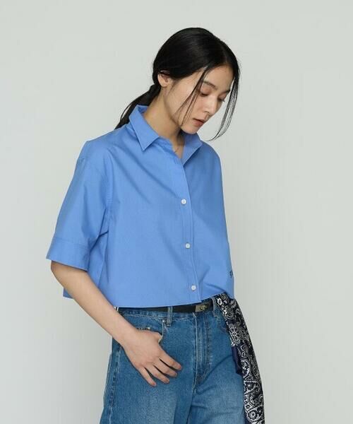 COMME CA PLATINUM / コムサ・プラチナ シャツ・ブラウス | コットンキュプラストライプ／バルキーオックスフォード 半袖クロップドシャツ | 詳細2