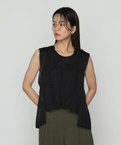 COMME CA PLATINUM / コムサ・プラチナ ニット・セーター | ハイグレードラミー シアー×ラメレースベスト