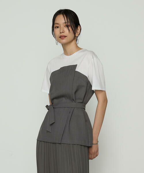 COMME CA PLATINUM / コムサ・プラチナ カットソー | コンパクトクールローレル天竺 ビスチェレイヤード風カットソー | 詳細2