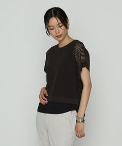 COMME CA PLATINUM / コムサ・プラチナ その他トップス | 透かし編みレース柄 レイヤードニット