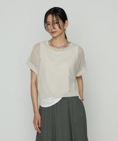 COMME CA PLATINUM / コムサ・プラチナ その他トップス | 透かし編みレース柄 レイヤードニット