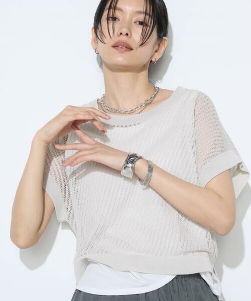 COMME CA PLATINUM / コムサ・プラチナ その他トップス | 透かし編みレース柄 レイヤードニット | 詳細15