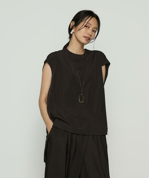 COMME CA PLATINUM / コムサ・プラチナ カットソー | ハイテンションポンチライト フレンチスリーブロングプルオーバー(17:ダークブラウン)