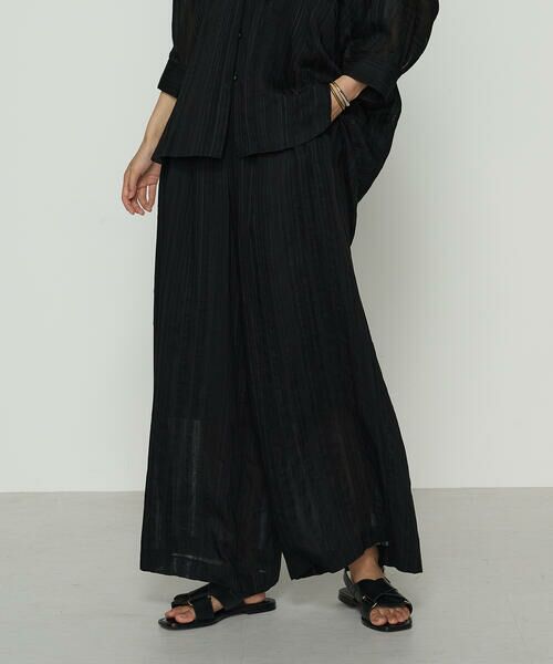 COMME CA PLATINUM / コムサ・プラチナ その他パンツ | ジャカードボーダー タックワイドパンツ | 詳細3