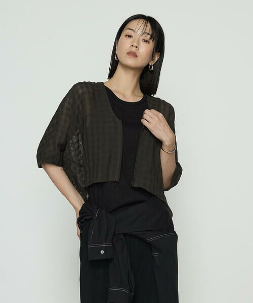 COMME CA PLATINUM / コムサ・プラチナ ブルゾン | チェック柄カラミ ショートブルゾン | 詳細14