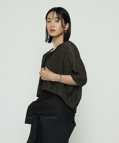 COMME CA PLATINUM / コムサ・プラチナ ブルゾン | チェック柄カラミ ショートブルゾン | 詳細15