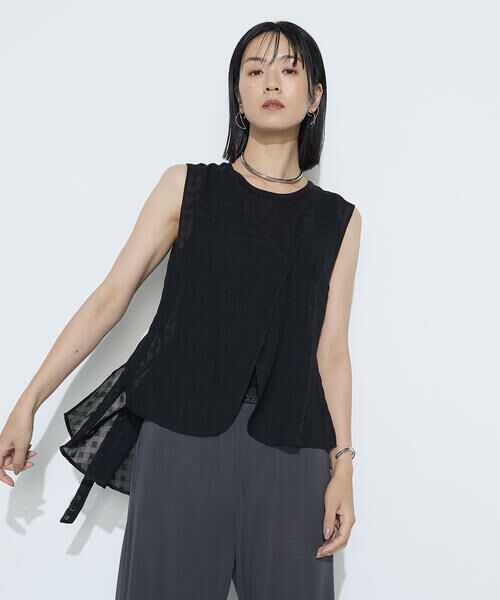 COMME CA PLATINUM / コムサ・プラチナ ベスト | チェック柄カラミ ジレ | 詳細13