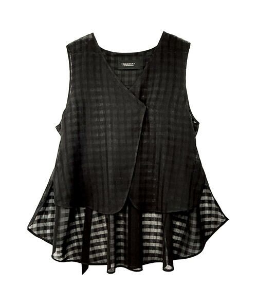 COMME CA PLATINUM / コムサ・プラチナ ベスト | チェック柄カラミ ジレ | 詳細14