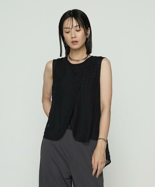 COMME CA PLATINUM / コムサ・プラチナ ベスト | チェック柄カラミ ジレ | 詳細3