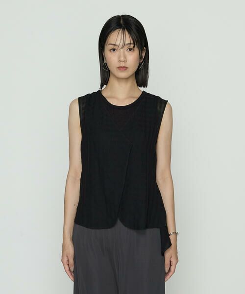 COMME CA PLATINUM / コムサ・プラチナ ベスト | チェック柄カラミ ジレ | 詳細4