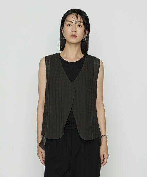 COMME CA PLATINUM / コムサ・プラチナ ベスト | チェック柄カラミ ジレ | 詳細17