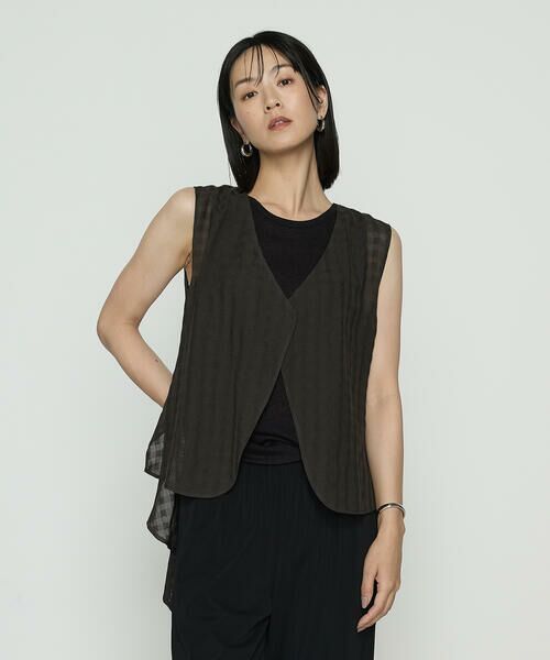 COMME CA PLATINUM / コムサ・プラチナ ベスト | チェック柄カラミ ジレ | 詳細19