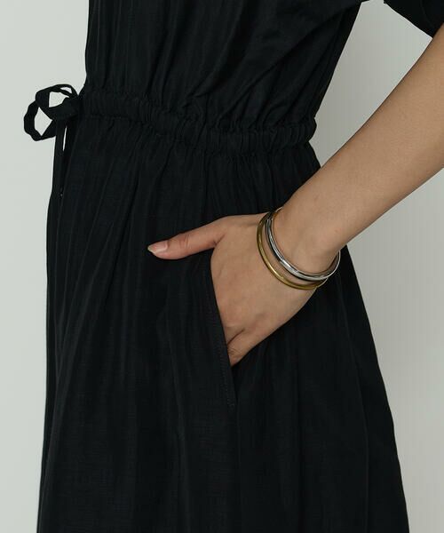 COMME CA PLATINUM / コムサ・プラチナ ロング・マキシ丈ワンピース | アセテートリネンタッサー ヘンリーネックワンピース | 詳細14