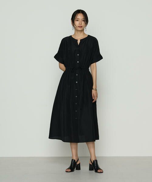 COMME CA PLATINUM / コムサ・プラチナ ロング・マキシ丈ワンピース | アセテートリネンタッサー ヘンリーネックワンピース | 詳細6