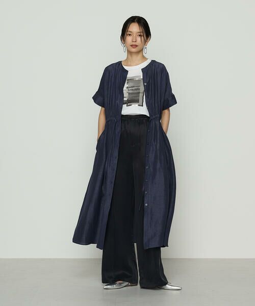 COMME CA PLATINUM / コムサ・プラチナ ロング・マキシ丈ワンピース | アセテートリネンタッサー ヘンリーネックワンピース | 詳細18