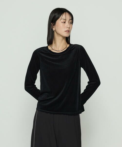 COMME CA PLATINUM / コムサ・プラチナ カットソー | シアーベロア ラウンドネックプルオーバー | 詳細6