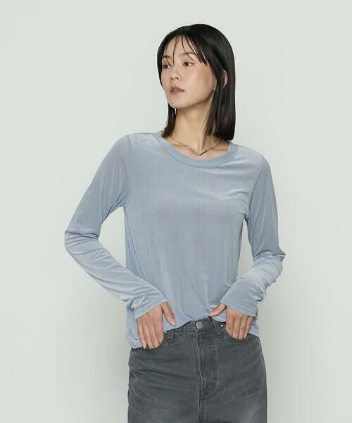 COMME CA PLATINUM / コムサ・プラチナ カットソー | シアーベロア ラウンドネックプルオーバー | 詳細9