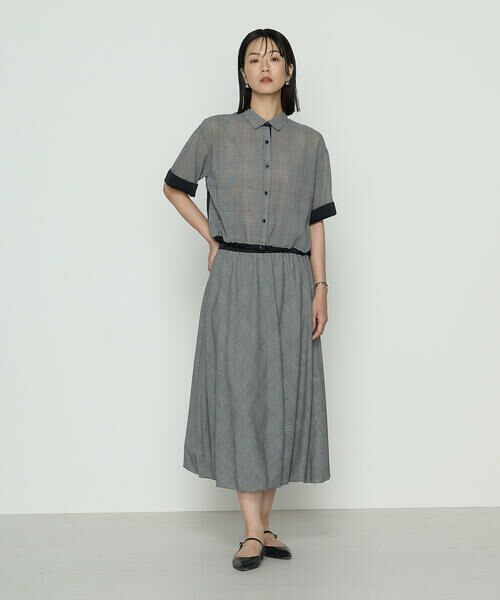 COMME CA PLATINUM / コムサ・プラチナ シャツ・ブラウス | シアーグレンチェック ブラウジングヘムシャツ | 詳細1