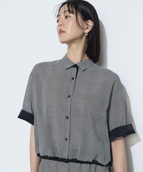COMME CA PLATINUM / コムサ・プラチナ シャツ・ブラウス | シアーグレンチェック ブラウジングヘムシャツ | 詳細13