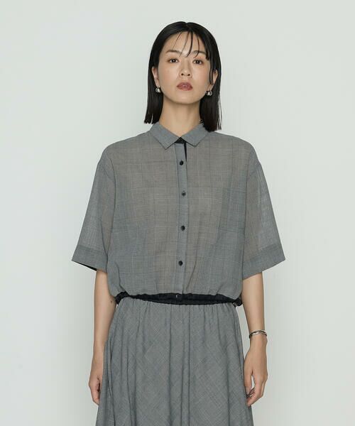 COMME CA PLATINUM / コムサ・プラチナ シャツ・ブラウス | シアーグレンチェック ブラウジングヘムシャツ | 詳細3