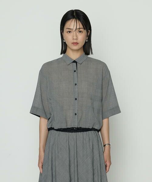 COMME CA PLATINUM / コムサ・プラチナ シャツ・ブラウス | シアーグレンチェック ブラウジングヘムシャツ | 詳細4