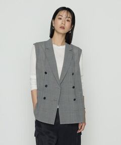 COMME CA PLATINUM / コムサ・プラチナ ベスト | グレンチェック スリーブレスジャケット