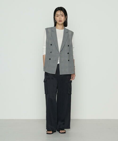 COMME CA PLATINUM / コムサ・プラチナ ベスト | グレンチェック スリーブレスジャケット | 詳細1